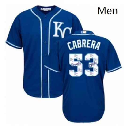 Mens Majestic Kansas City Royals 53 Melky Cabrera Blue Authentic Blue Team Logo Fashion Cool Base MLB Jersey